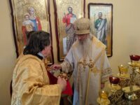 Божественная литургия в храме святителя Алексия митрополита Московского при Духовно-просветительском центре епархиального управления.