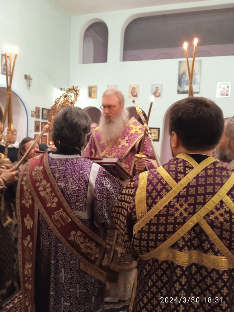 Епископ Елисей совершил Всенощное бдение в Свято-Троицком Каменно-Бродском Белогорском мужском монастыре с. Каменный брод, Ольховского района